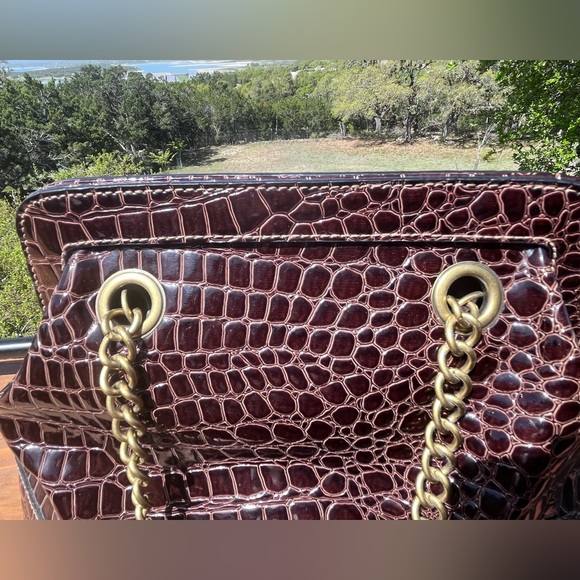 EUC Apt 9 Faux Croc Bag with Brass Accent chain Handles - Picture 17 of 17